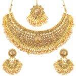 Polki Bridal Jewellery Set - Kundan - (4 in 1) Necklace, Earrings , Bindiya & Jhomar