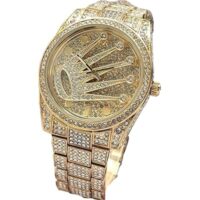 Luxury Iced Out Rolex-Inspired Gold Wrist Watch
