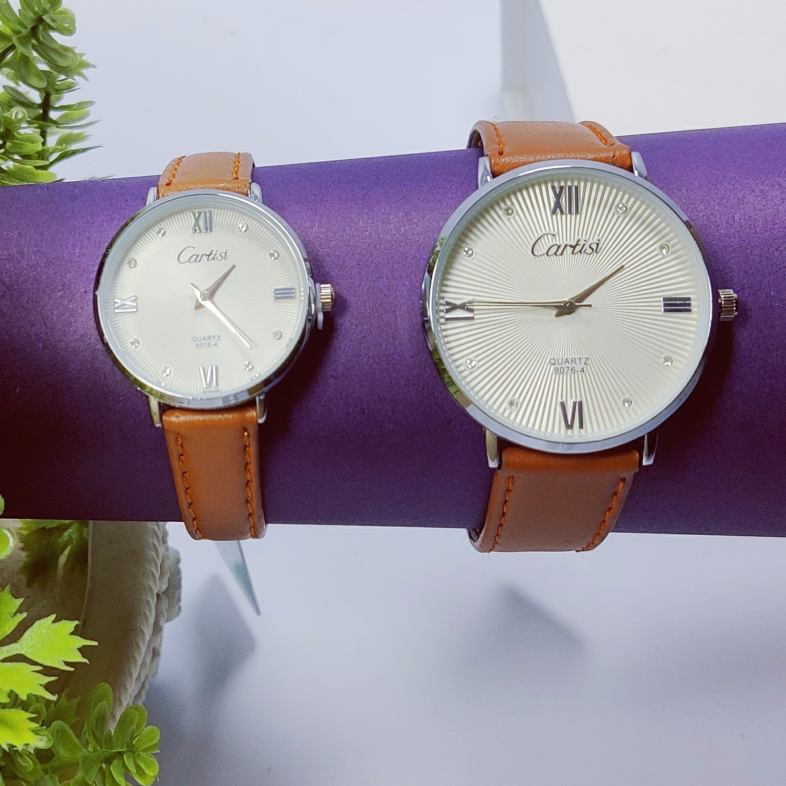 Couple Carrisi Classic Leather Strap Watch Duo - Image 3