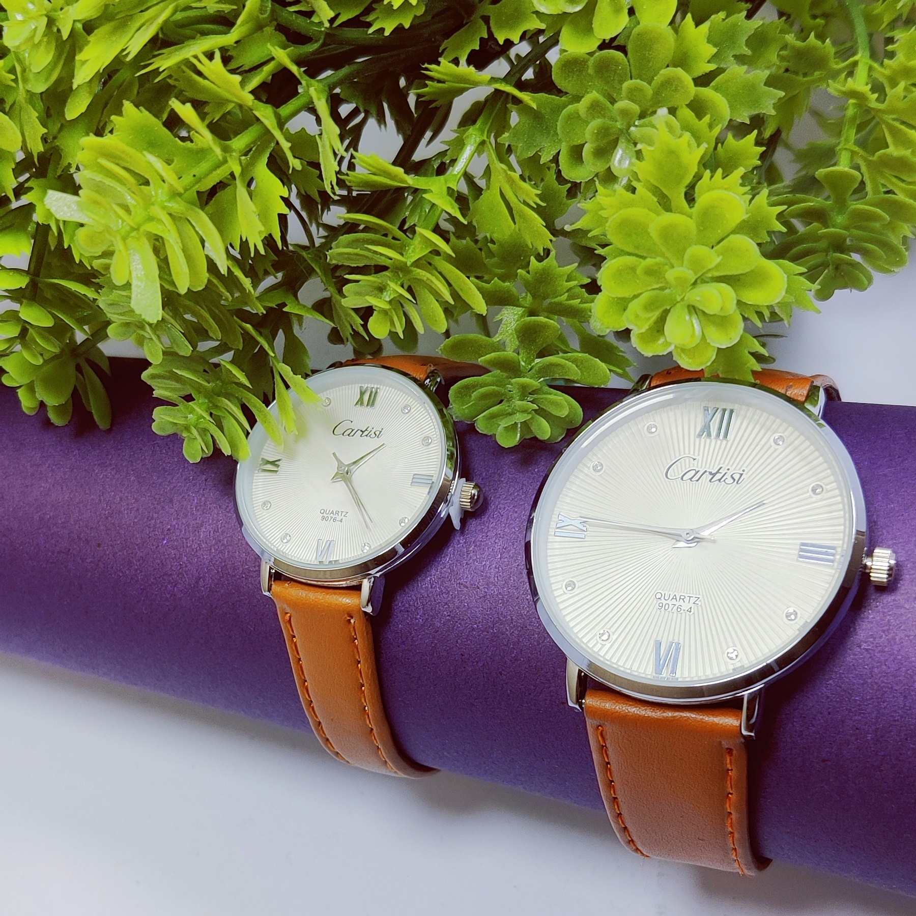 Couple Carrisi Classic Leather Strap Watch Duo - Image 2