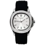 Features: Silver Textured Dial Date Display Black Silicone Strap Stainless Steel Case Quartz Movement